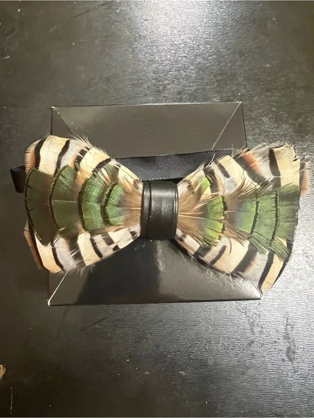 Feather Bow Tie for Men - Green Multicolor